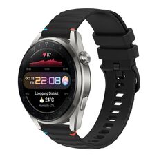 Per Huawei Watch 3 Pro Cinturino in silicone ondulato punteggiato cucito da 22 mm (nero)