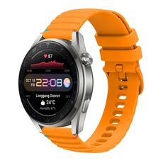 Per Huawei Watch 3 Pro Cinturino in silicone ondulato punteggiato cucito da 22 mm (giallo ambra)