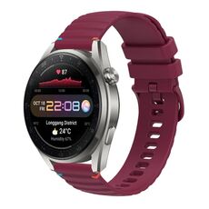 Per Huawei Watch 3 Pro cinturino in silicone ondulato punteggiato cucito da 22 mm (rosso vino)