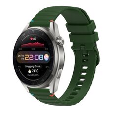 Per Huawei Watch 3 Pro cinturino in silicone ondulato punteggiato cucito da 22 mm (verde militare)