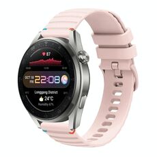 Per Huawei Watch 3 Pro Cinturino in silicone ondulato punteggiato cucito da 22 mm (rosa)