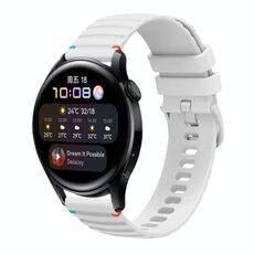 Per Huawei Watch 3 Cinturino in silicone ondulato punteggiato cucito da 22 mm (bianco)