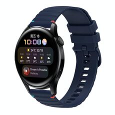 Per Huawei Watch 3 cinturino in silicone ondulato punteggiato cucito da 22 mm (blu navy)