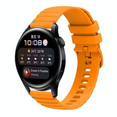Per Huawei Watch 3 cinturino in silicone ondulato punteggiato cucito da 22 mm (giallo ambra)