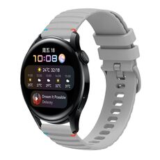 Per Huawei Watch 3 Cinturino in silicone ondulato punteggiato cucito da 22 mm (grigio)