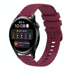 Per Huawei Watch 3 cinturino in silicone ondulato punteggiato cucito da 22 mm (rosso vino)
