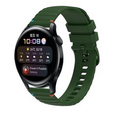 Per Huawei Watch 3 cinturino in silicone ondulato punteggiato cucito da 22 mm (verde militare)