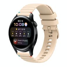 Per Huawei Watch 3 Cinturino in silicone ondulato punteggiato cucito da 22 mm (color crema)