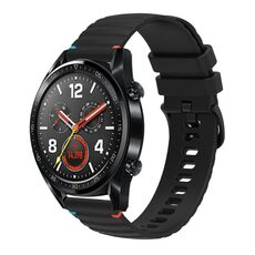 Per Huawei Watch GT Wavy Dotted Stitched 22mm Cinturino in silicone (nero)