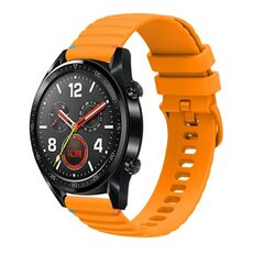Per Huawei Watch GT Wavy Dotted Stitched 22mm Cinturino in silicone (giallo ambra)