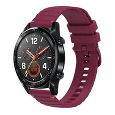 Per Huawei Watch GT Wavy Dotted Stitched 22mm Cinturino in silicone (rosso vino)