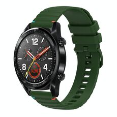 Per Huawei Watch GT Wavy Dotted Stitched 22mm Cinturino in silicone (verde militare)
