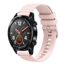 Per Huawei Watch GT Wavy Dotted Stitched 22mm Cinturino in silicone (Rosa)