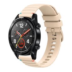 Per Huawei Watch GT Wavy Dotted Stitched 22mm Cinturino in silicone (color crema)