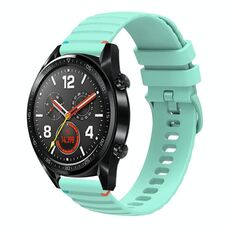 Per Huawei Watch GT Wavy Dotted Stitched 22mm Cinturino in silicone (verde acqua)