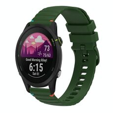 Per Garmin Forerunner 255 cinturino in silicone ondulato punteggiato cucito da 22 mm (verde militare)