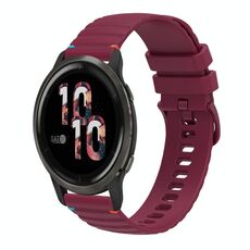 Per Garmin Venu 2 cinturino in silicone ondulato punteggiato cucito da 22 mm (rosso vino)