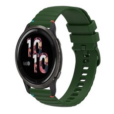 Per Garmin Venu 2 cinturino in silicone ondulato punteggiato cucito da 22 mm (verde militare)