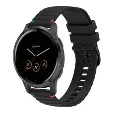 Per Garmin Vivoactive 4 cinturino in silicone ondulato punteggiato cucito da 22 mm (nero)