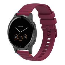 Per Garmin Vivoactive 4 cinturino in silicone ondulato punteggiato cucito da 22 mm (rosso vino)
