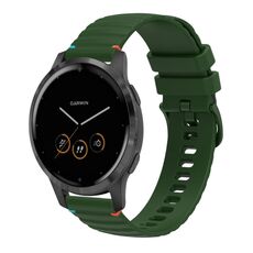 Per Garmin Vivoactive 4 cinturino in silicone ondulato punteggiato cucito da 22 mm (verde militare)