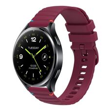 Per Xiaomi Watch 2 Cinturino in silicone ondulato punteggiato cucito da 22 mm (rosso vino)