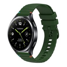 Per Xiaomi Watch 2 Cinturino in silicone ondulato punteggiato cucito da 22 mm (verde militare)