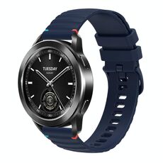 Per Xiaomi Watch S3 Cinturino in silicone ondulato punteggiato cucito da 22 mm (blu navy)