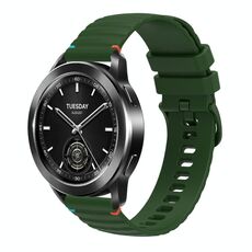 Per Xiaomi Watch S3 Cinturino in silicone ondulato punteggiato cucito da 22 mm (verde militare)