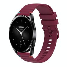 Per Xiaomi Watch S2 Cinturino in silicone ondulato punteggiato cucito da 22 mm (rosso vino)