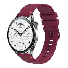Per Xiaomi Watch S1 Pro Cinturino in silicone ondulato punteggiato cucito da 22 mm (rosso vino)