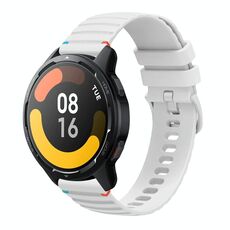 Per Xiaomi Watch S1 Active Wavy Dotted Stitched 22mm Cinturino in silicone (bianco)