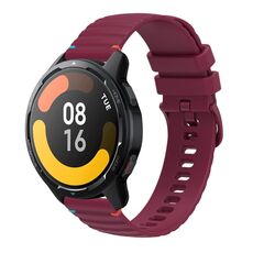 Per Xiaomi Watch S1 Active Wavy Dotted Stitched 22mm Cinturino in silicone (rosso vino)