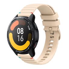 Per Xiaomi Watch S1 Active Wavy Dotted Stitched 22mm Cinturino in silicone (color crema)