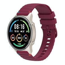 Per Xiaomi Watch Sport Wavy Dotted Stitched 22mm Cinturino in silicone (rosso vino)