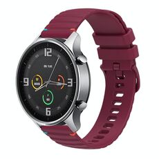 Per Xiaomi Watch Color Wavy Dotted Stitched 22mm Cinturino in silicone per orologio (rosso vino)