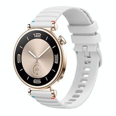 Per Huawei Watch GT 4 41mm Cinturino in silicone ondulato punteggiato cucito 18mm (bianco)