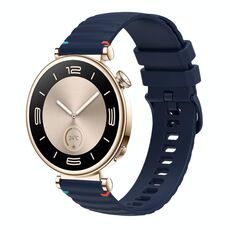 Per Huawei Watch GT 4 41mm cinturino in silicone ondulato punteggiato cucito 18mm (blu navy)