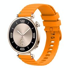 Per Huawei Watch GT 4 41mm Cinturino in silicone ondulato punteggiato cucito 18mm (giallo ambra)