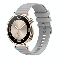 Per Huawei Watch GT 4 41mm Cinturino in silicone ondulato punteggiato cucito 18mm (grigio)