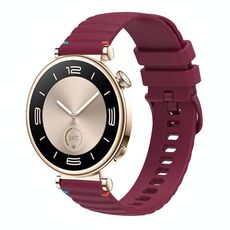 Per Huawei Watch GT 4 41mm Cinturino in silicone ondulato punteggiato cucito 18mm (rosso vino)