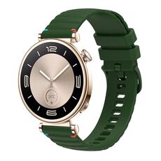 Per Huawei Watch GT 4 41mm cinturino in silicone ondulato punteggiato cucito 18mm (verde militare)