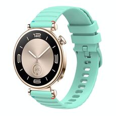 Per Huawei Watch GT 4 41mm Cinturino in silicone ondulato punteggiato cucito 18mm (verde acqua)