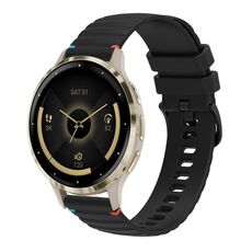 Per Garmin Venu 3S Wavy Dots Stitched 18mm cinturino in silicone (nero)