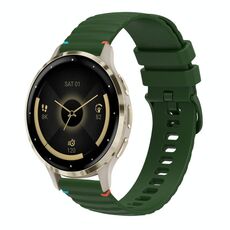 Per Garmin Venu 3S Wavy Dots Stitched 18mm cinturino in silicone (verde militare)