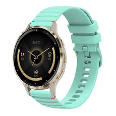 Per Garmin Venu 3S Wavy Dots Stitched 18mm cinturino in silicone (verde acqua)