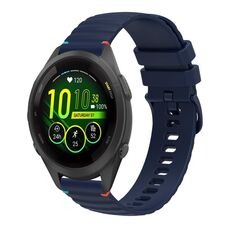 Per Garmin Forerunner 265S cinturino in silicone ondulato punteggiato cucito da 18 mm (blu navy)