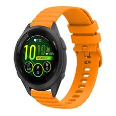 Per Garmin Forerunner 265S cinturino in silicone ondulato punteggiato cucito da 18 mm (giallo ambra)