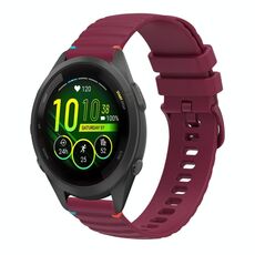 Per Garmin Forerunner 265S cinturino in silicone ondulato punteggiato cucito da 18 mm (rosso vino)