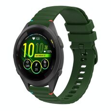 Per Garmin Forerunner 265S cinturino in silicone ondulato punteggiato cucito da 18 mm (verde militare)